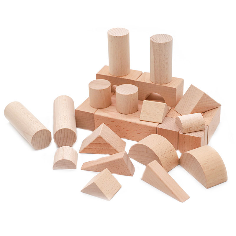 WIS-GEN-3SX5001 Wooden Geometric Blocks Set of 30 | Shape & Geometry Block Set