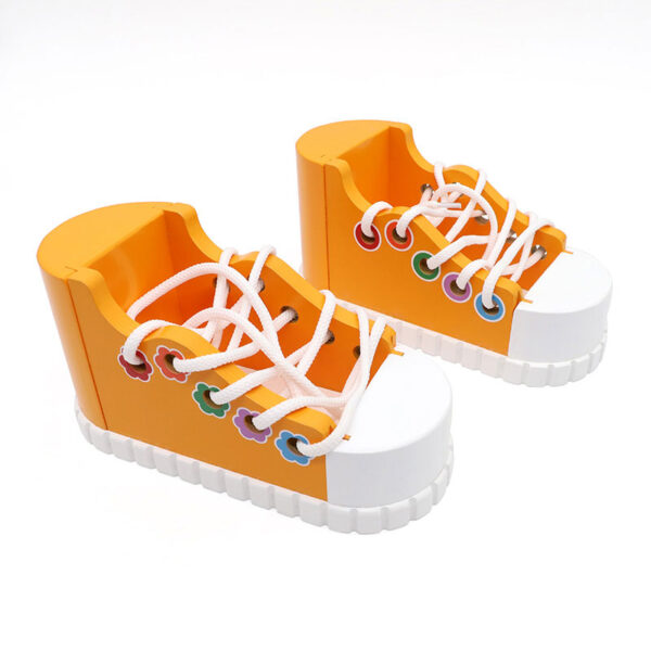 Wooden Lacing Sneaker 21×9×10.4 cm | Shoe Lacing Practice Toy