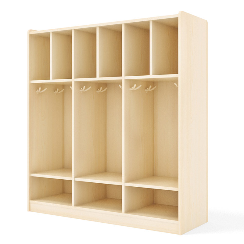 WIS-GEN-NX15059-30 Six-Bay Wooden Locker Unit 120×39.5×130 cm for Nurseries