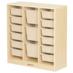 Montessori Tray Cabinet Set | Rubber Wood 78.6×29.8×81.4 cm + 15 Trays