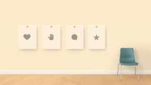 Classroom good-manners poster cards with simple icons