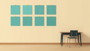 Classroom wall display of blank monthly chart cards