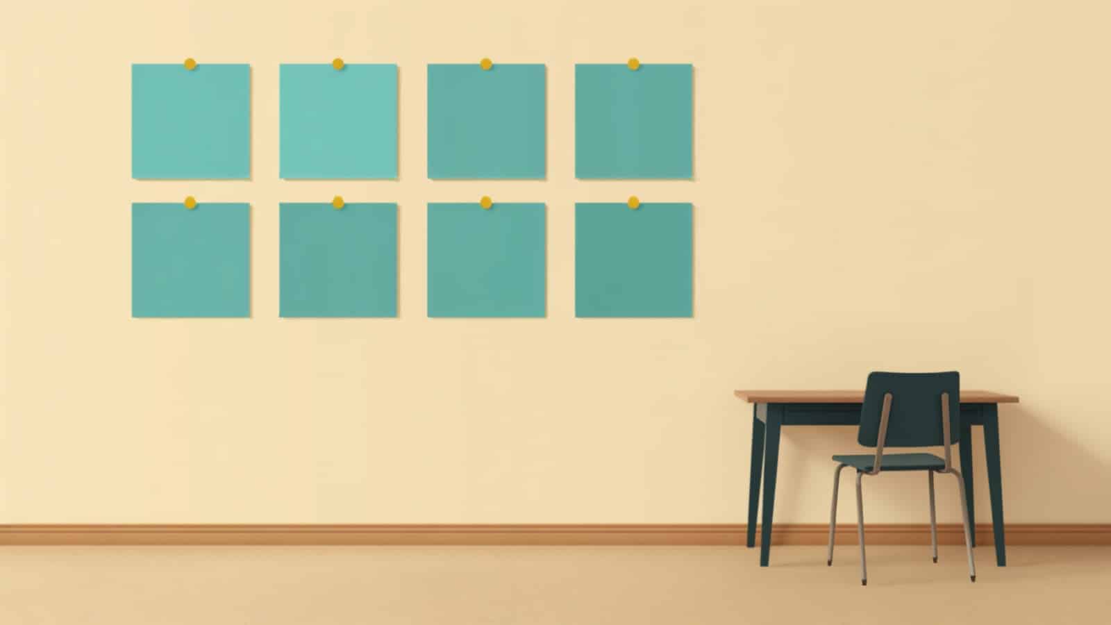 Classroom wall display of blank monthly chart cards