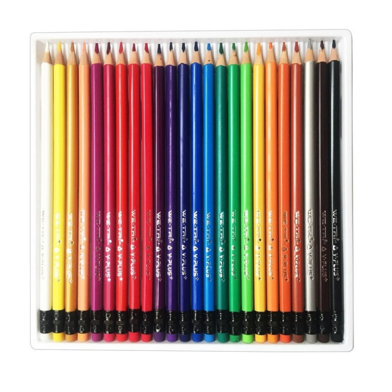 واي بلس أقلام تلوين خشبية 24 لون قابل للمسح