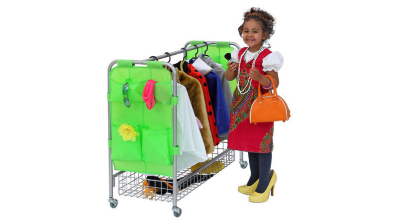 Vinco educational mobile costume wardrobe everything tidied up quickly and clearly ideal storage for costumes child-friendly height with storage pockets & grids everything has its place