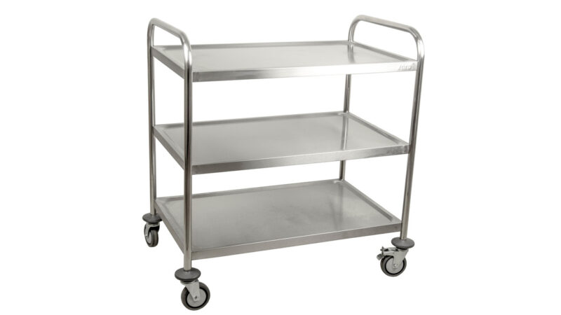 Vinco educational serving trolley with 3 levels for little and big helpers robust construction heat and acid resistant ideal for daycare centers robust and practical
