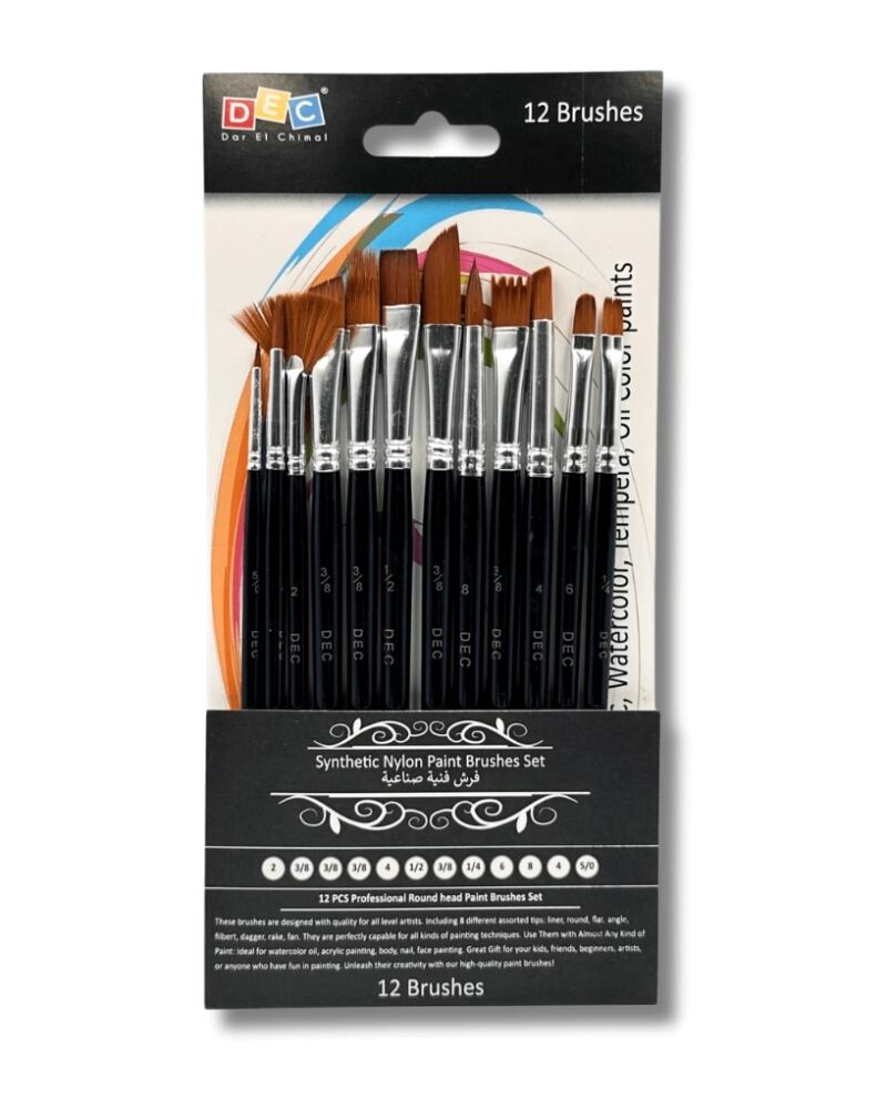 Dec 12 sizes paintbrushes with different tips make mixing color easier, and meet your different painting demands. Reasonable curve design, pleasant to hold; easy to clean, very convenient. Ideal for watercolor, oil, gouache, body, nail, face painting, miniature, model, ceramic, craft art painting, etc.. Perfect for artists, students, teens, kids and painters of all levels. Wonderful gift idea for your friends and families that enjoy painting.