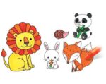 Amos color on story (mini coloring book) / land animals