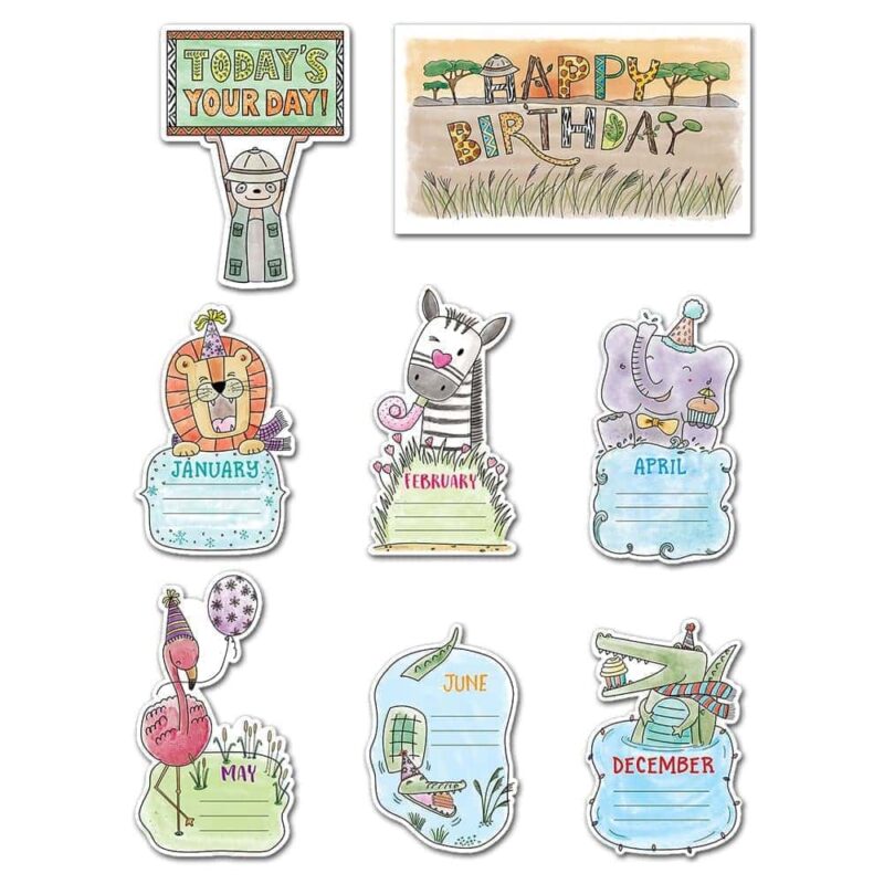 Safari friends happy birthday mini bulletin board ctp-2179