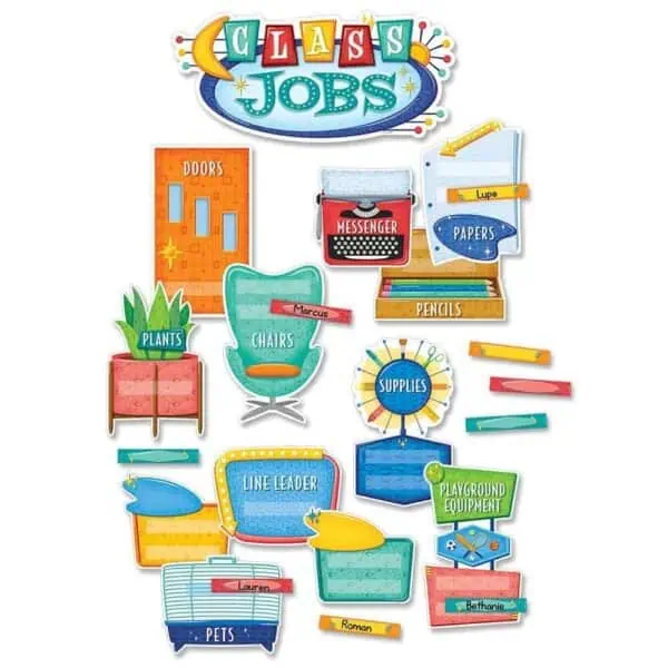 Mid-Century Mod Class Jobs Mini Bulletin Board CTP-8443