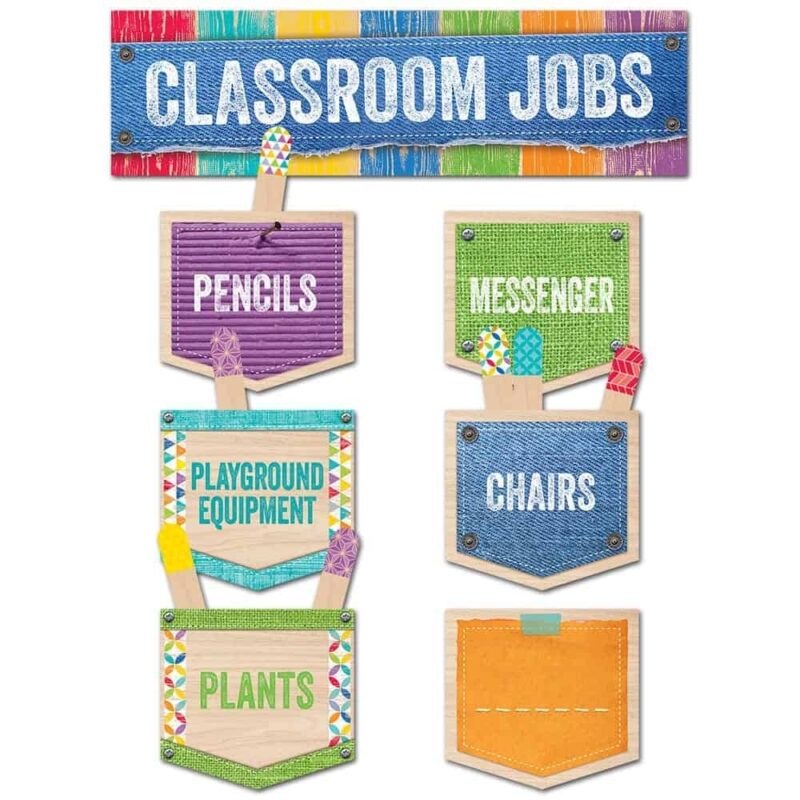 Upcycle style classroom jobs mini bulletin board ctp-0600