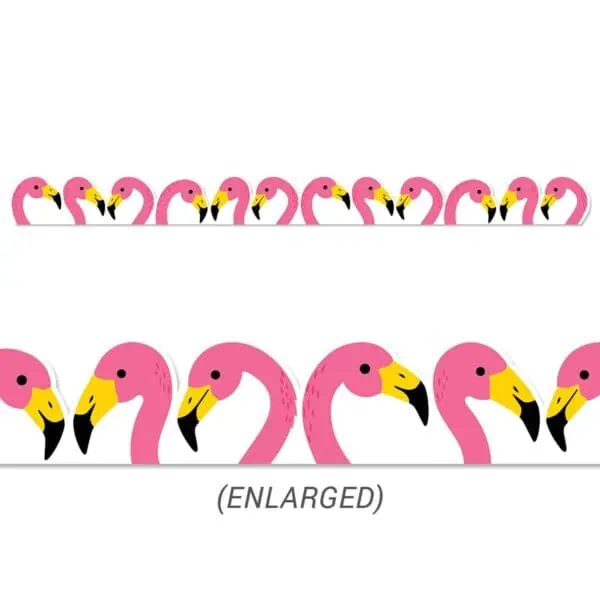 a row of pink flamingos