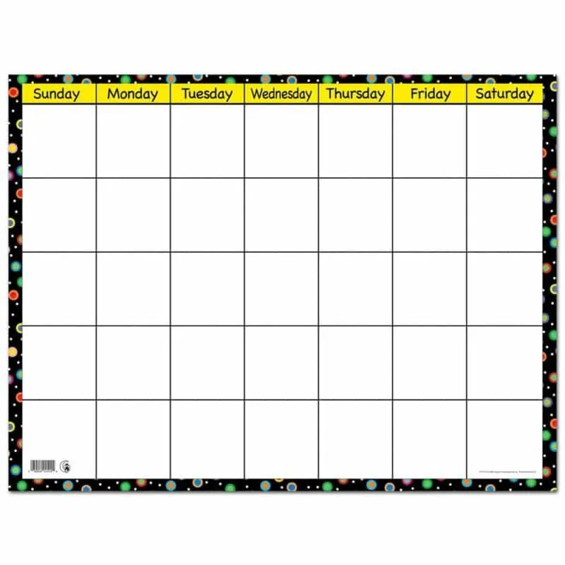 Dots on Black Small Calendar Chart CTP-1514