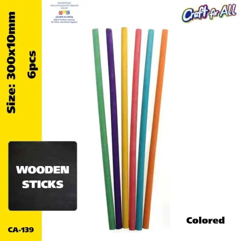 Colored round wooden sticks - 6pcs