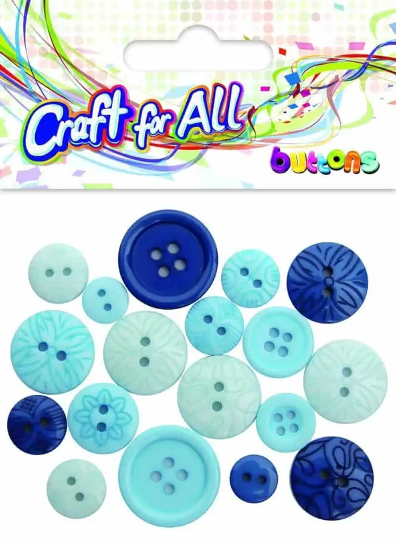 Craft for all - multicolored mixed size blue buttons 10-21mm 18pcs
