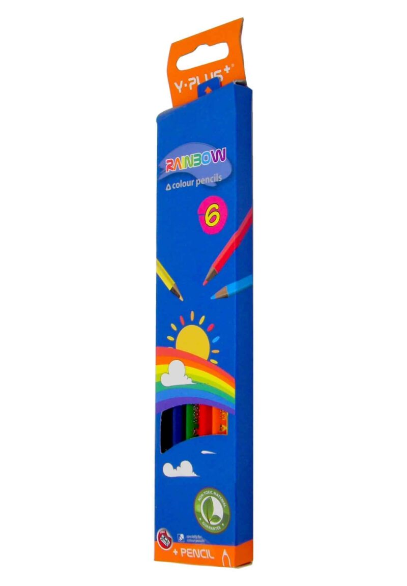 Y-plus rainbow 6 colored pencils with sharpener