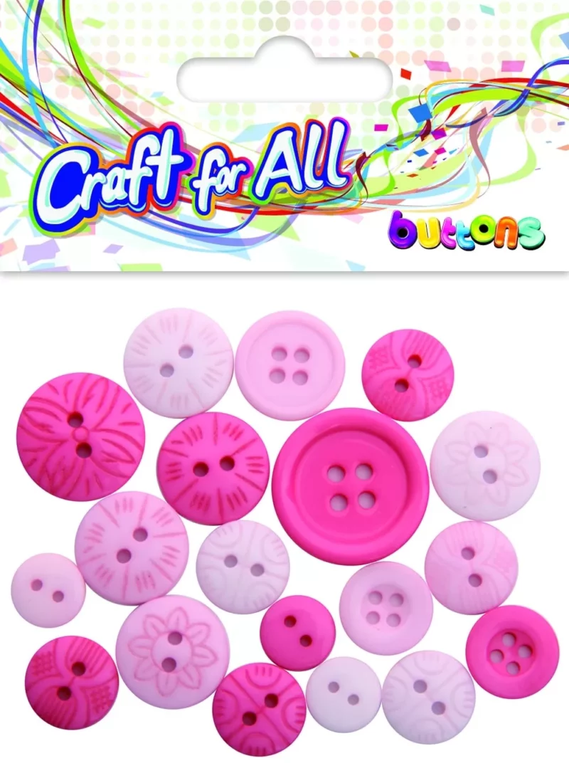 Craft for all - multicolored mixed size pink buttons 10-21mm 18pcs