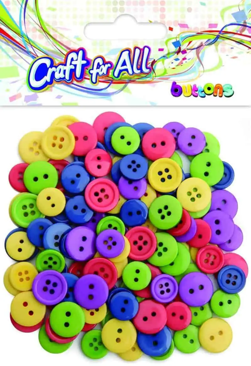 Craft for All - Multicolored Mixed Size Colors Buttons 12-15mm 130pcs