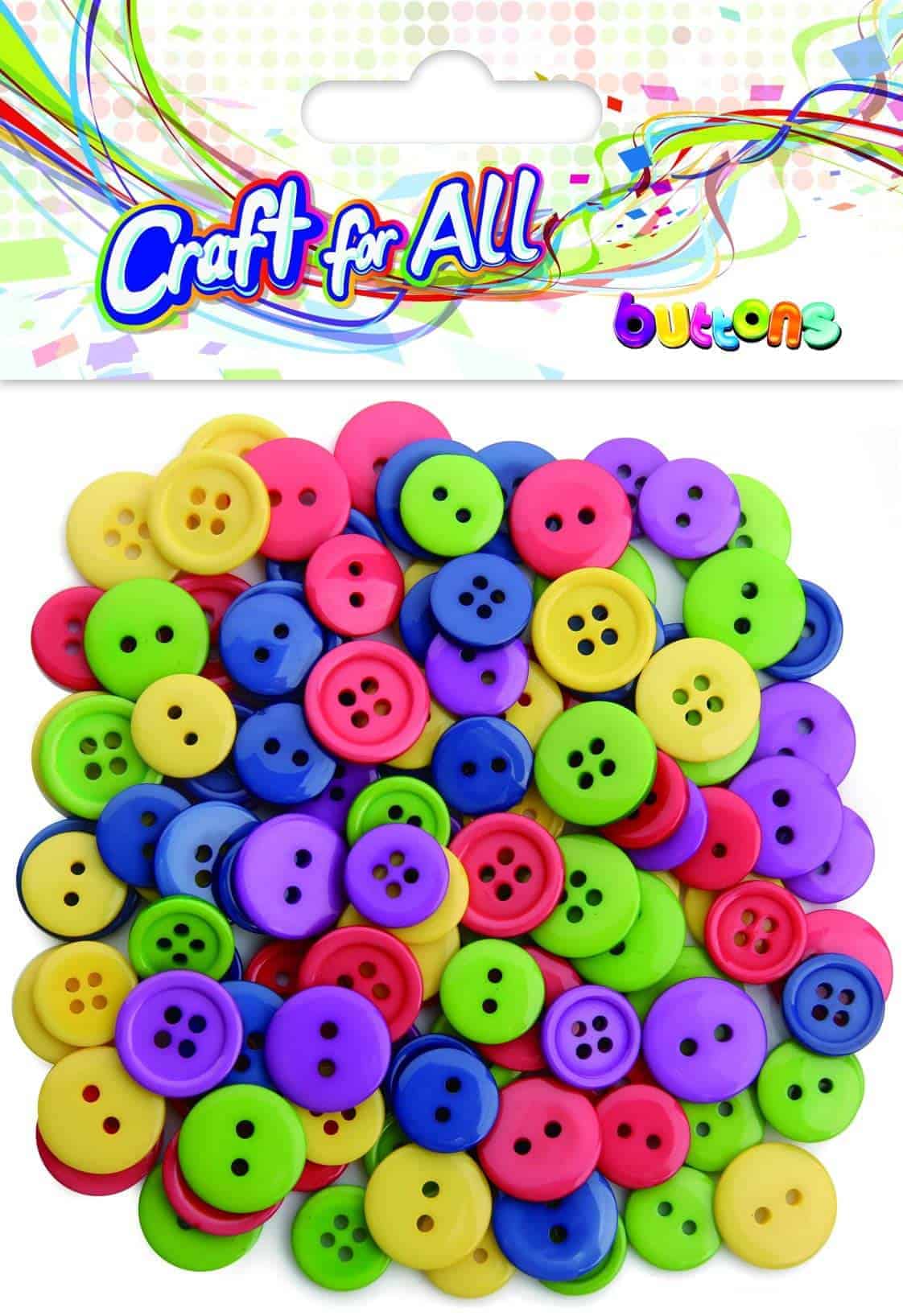 Craft for All - Multicolored Mixed Size Colors Buttons 12-15mm 130pcs