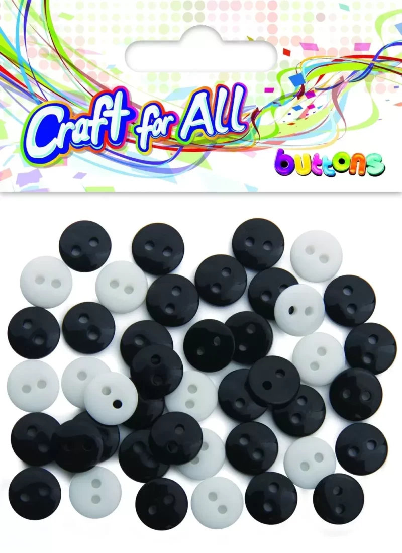 Craft for all - black & white small buttons 7x7mm 5g