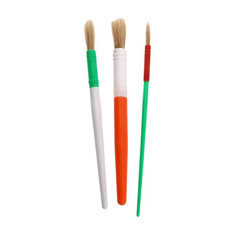 Natural Bristle Brush round shape plastic handle -large medium small (3pcs)