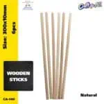 Natural Round wooden sticks - 6pcs