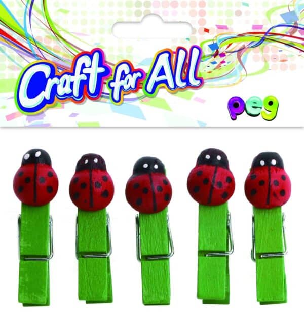 Wooden ladybug Peg  5pcs