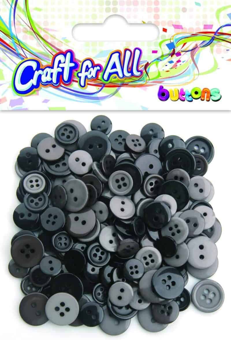 Craft for all - black & grey buttons 10-15mm 40g