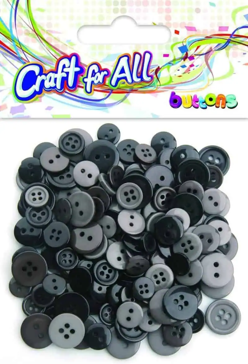 Craft for all - black & grey buttons 10-15mm 40g