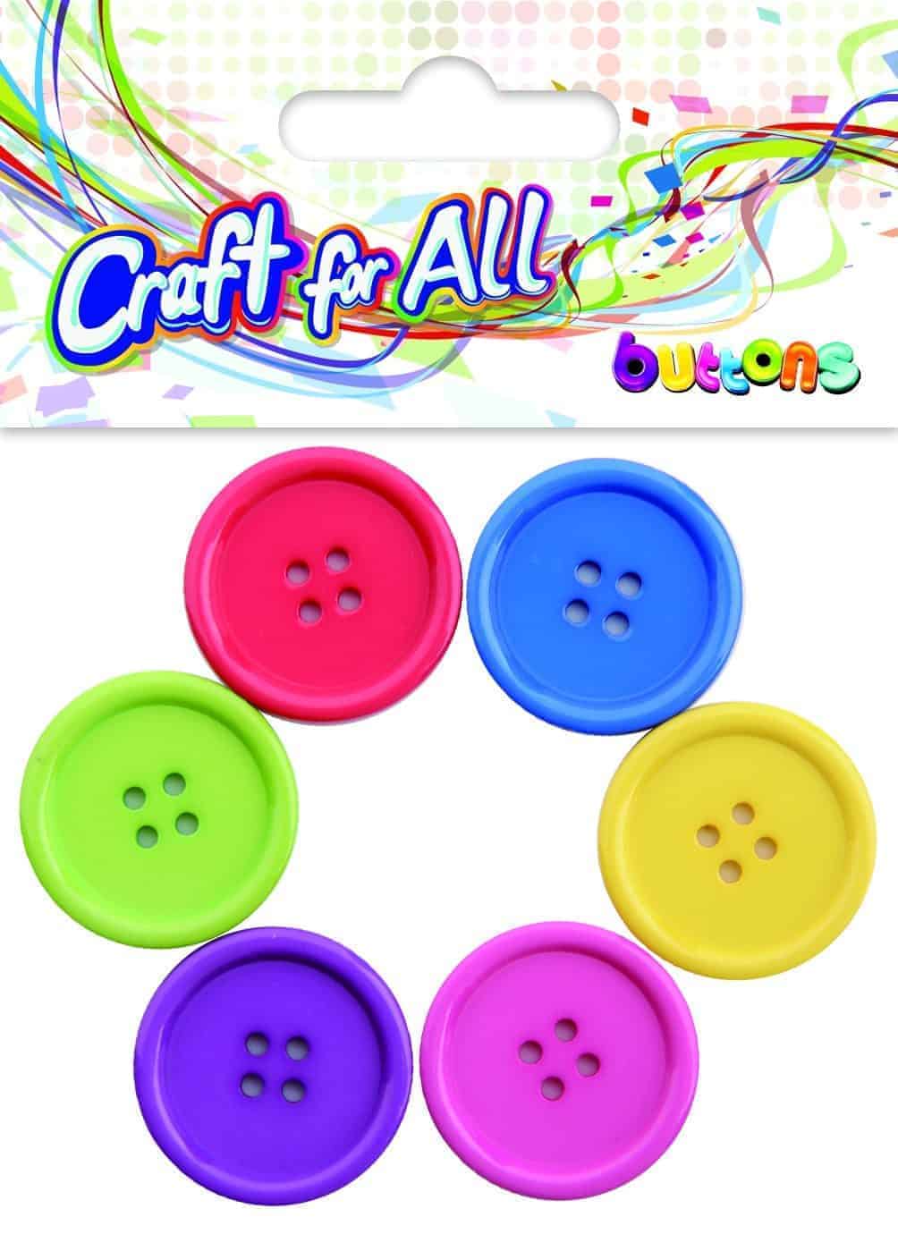 Craft for All - Large Multicolored Mixed Size Pastel Colors Buttons 34x34mm 6pcs