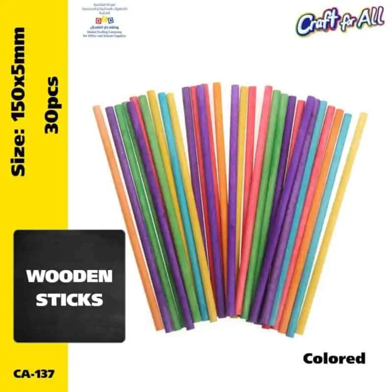 Colored round wooden sticks - 30pcs