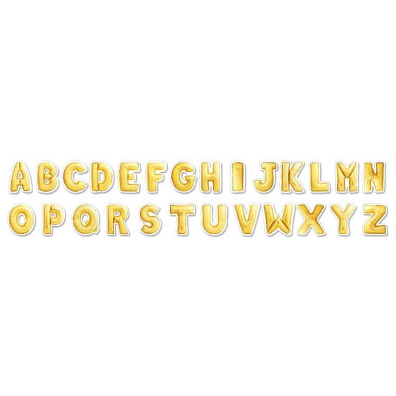 Gold mylar balloon 2" uppercase letter stickers ctp-8462