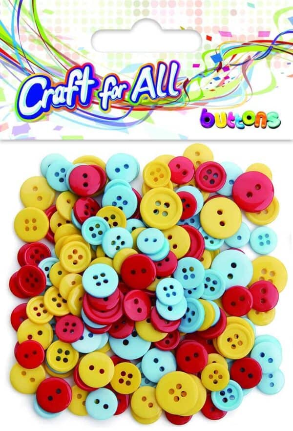 Craft for All - Multicolored Mixed Size Colors Buttons 10-15 mm 40g