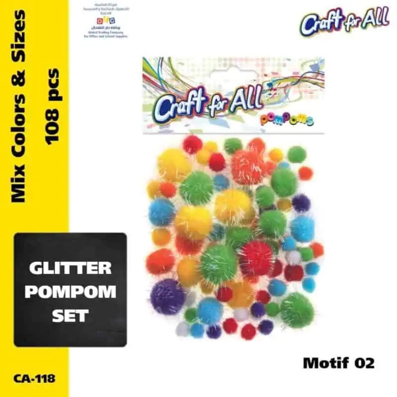 Assorted glitter pompoms -motif 02