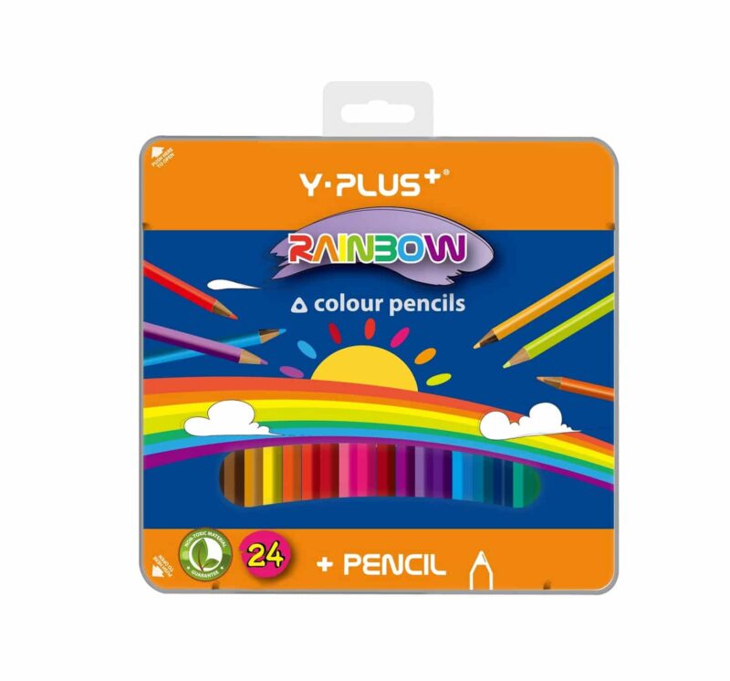 Y-plus rainbow 24 color pencils metal case