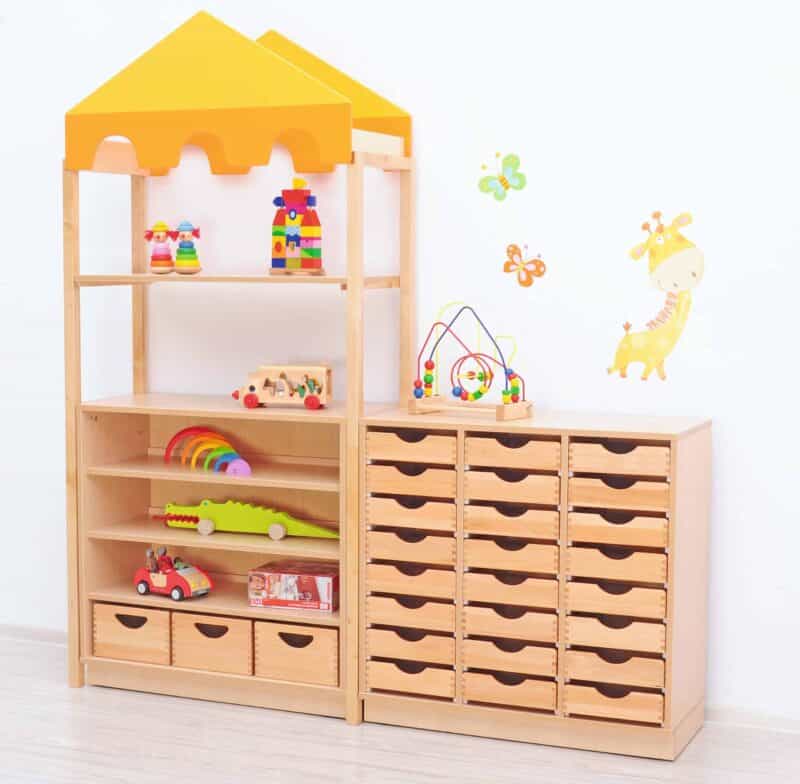 Wooden storage unit 24 drawers + standing storage unit flexi set 46