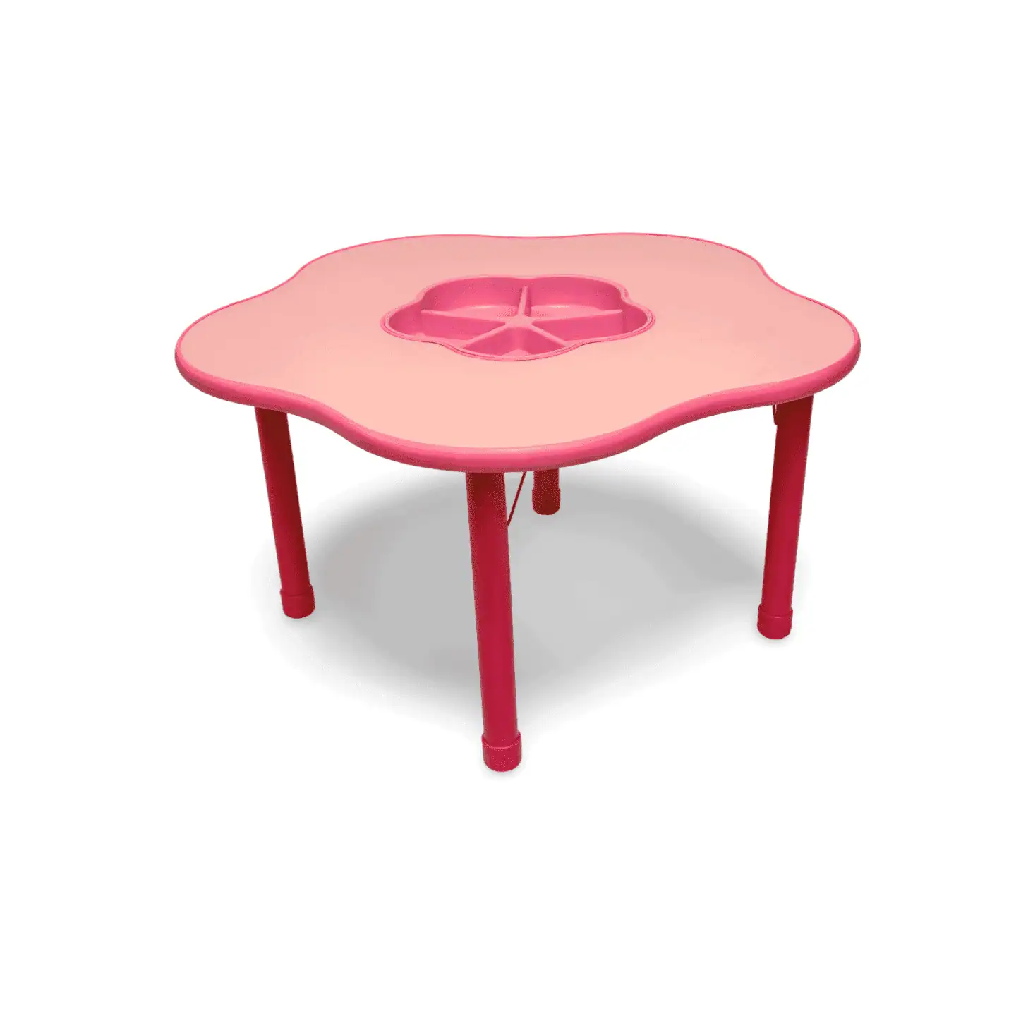 Wooden flower shaped table with plastic tray - pink