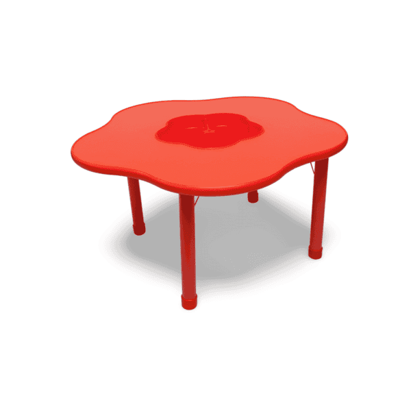 Wooden Flower shaped table with plastic tray - Red