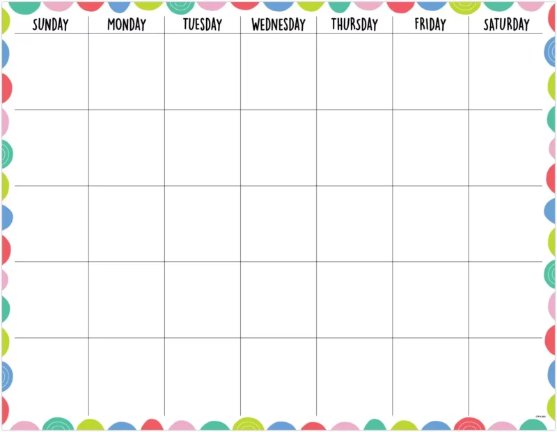 Calendar (rainbow doodles) chart
