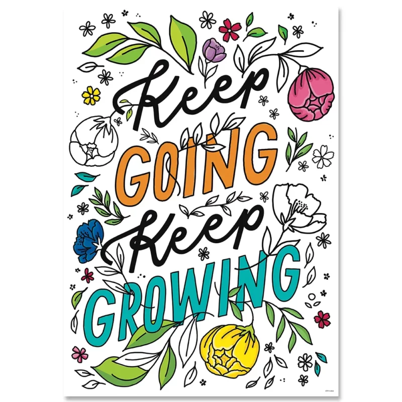 Keep going. Keep growing. (bright blooms) inspire u poster