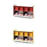 Wood Storage Shelves for articles 2+4 Compartments