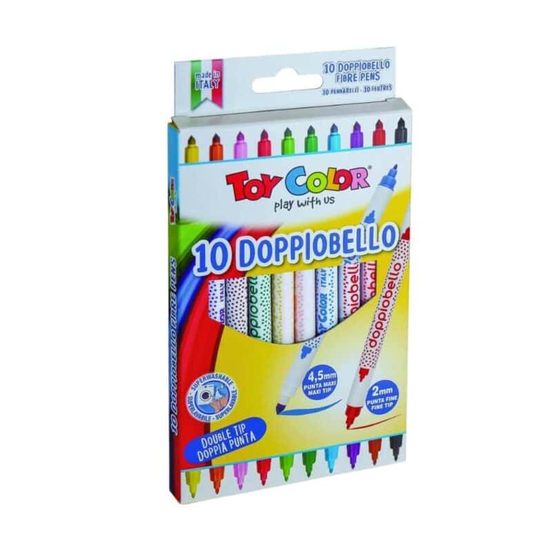 10 double-headed (thick and thin) fiber pens - italian watercolor colors by toy color