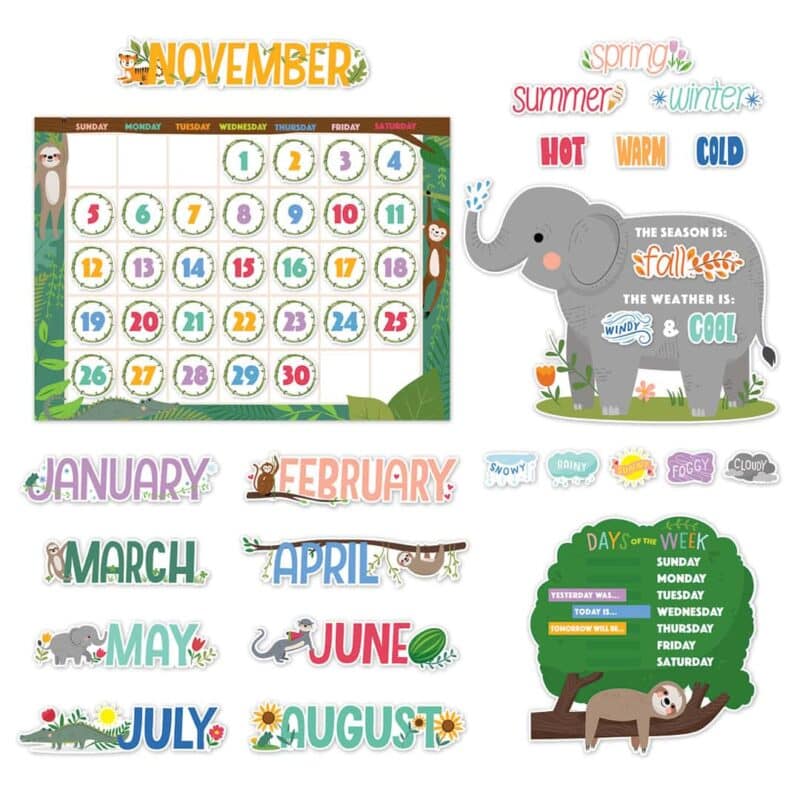 Jungle friends (jf) calendar set bulletin board