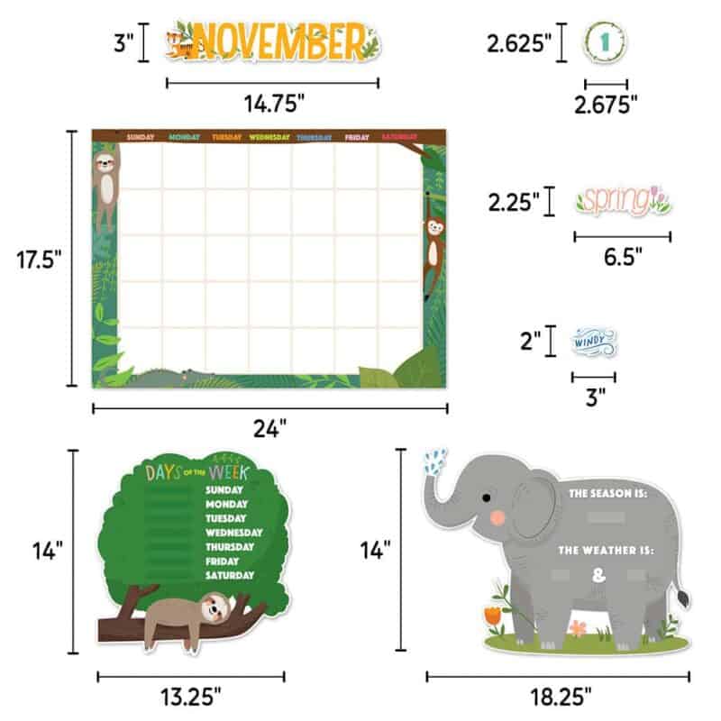 Jungle friends (jf) calendar set bulletin board
