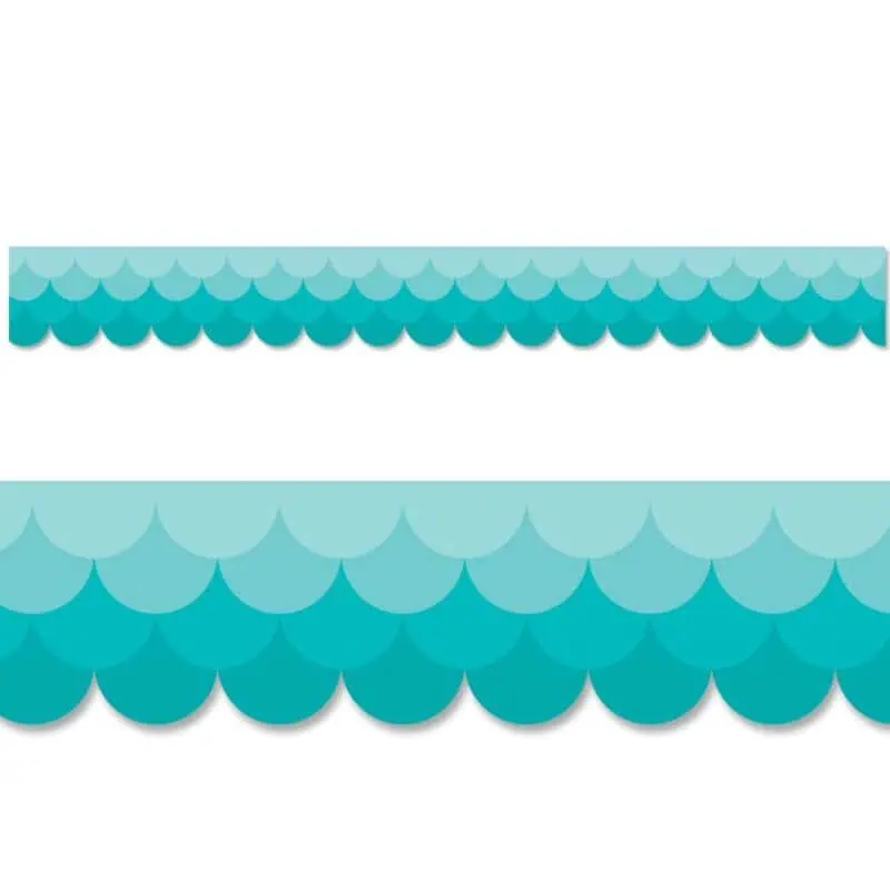 Ombre turquoise scallops border (painted palette, ez border)