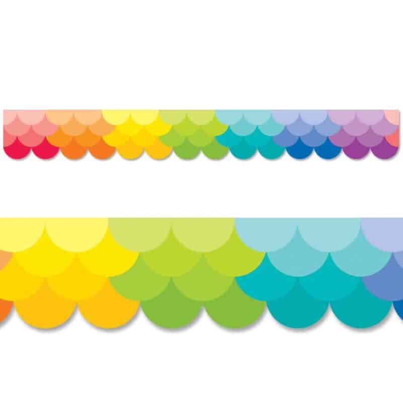 Ombre rainbow scallops border (painted palette, ez border)