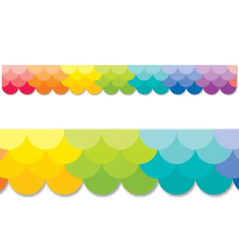 Ombre rainbow scallops border (painted palette, ez border)