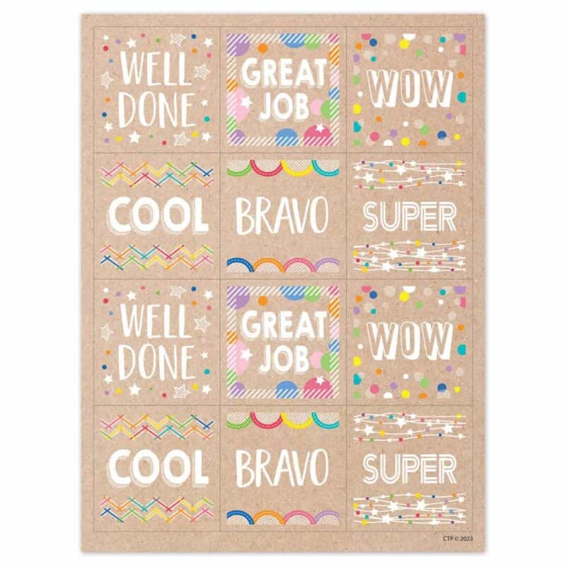 Colorful kraft rewards stickers (krafty pop)