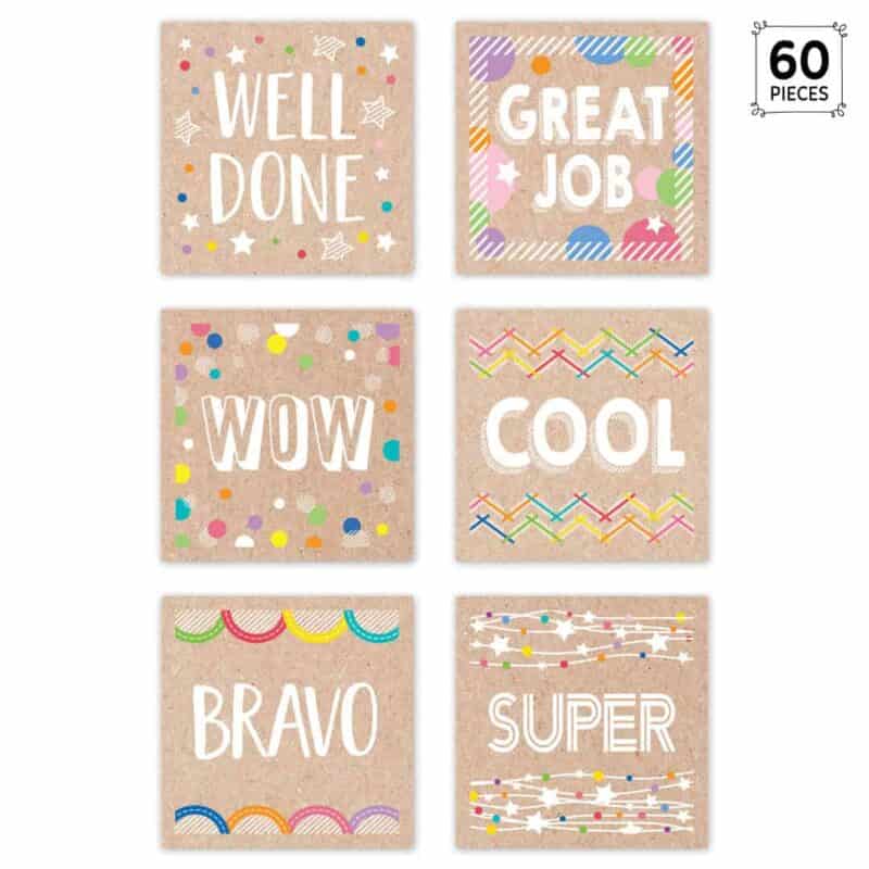 Colorful kraft rewards stickers (krafty pop)