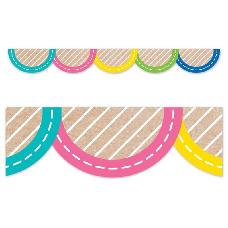 Colorful kraft jumbo scallops border (krafty pop, ez border)